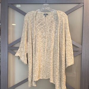 JM Cillection Women's Beige & Gold Open-Front Cardigan